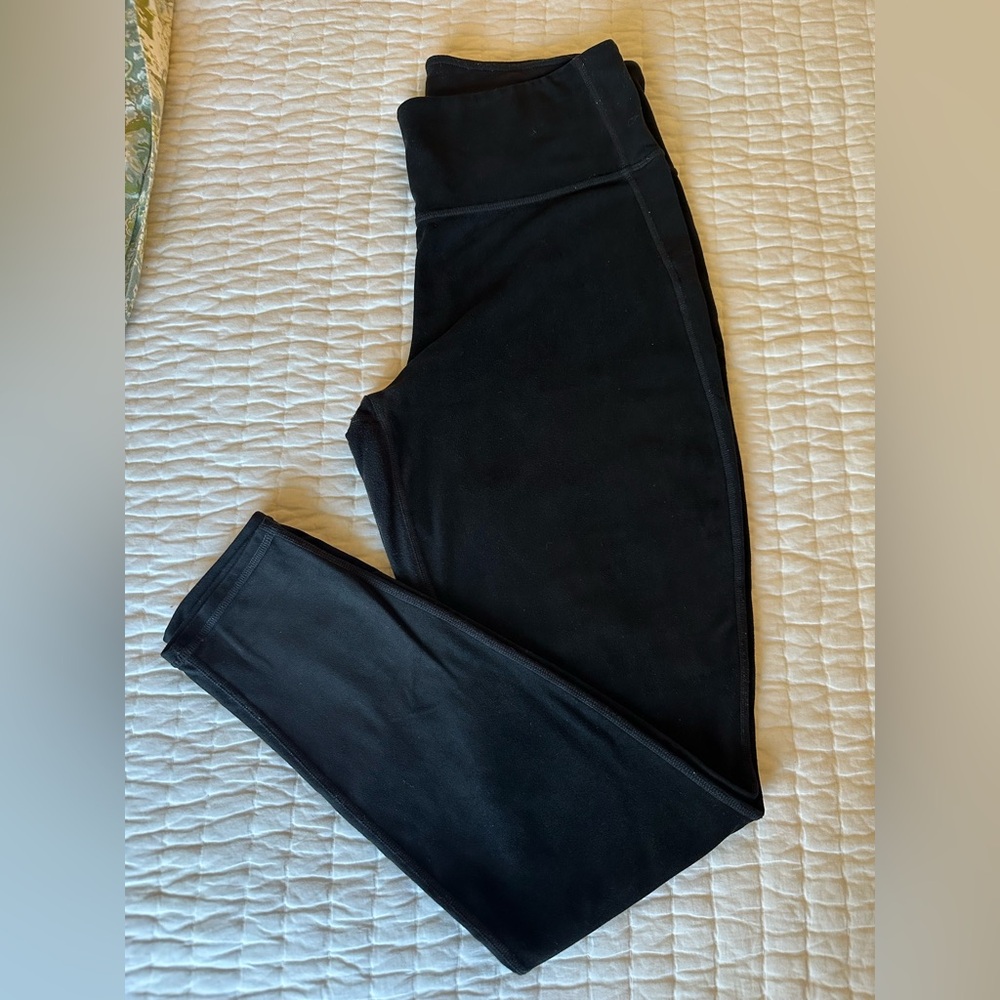 Athleta Faux Suede front with basic knit back,Black Leggings.